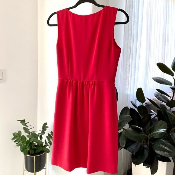 J. Crew Camille Dress Bright Pink Red Sleeveless Fit & Flare, Size 00 - Picture 5 of 7